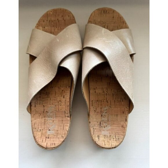 Korks by Kork Ease Joly Sandals Cross Strap Slip On Beige Bone Q38402 Womens 10M - Picture 3 of 8